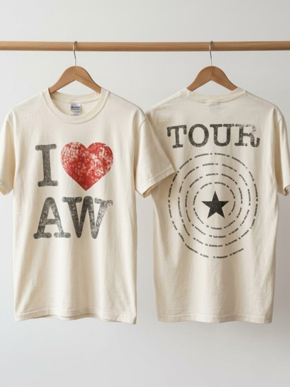 Alex Warren Tour I Love AW Off-White T-Shirt Reprint